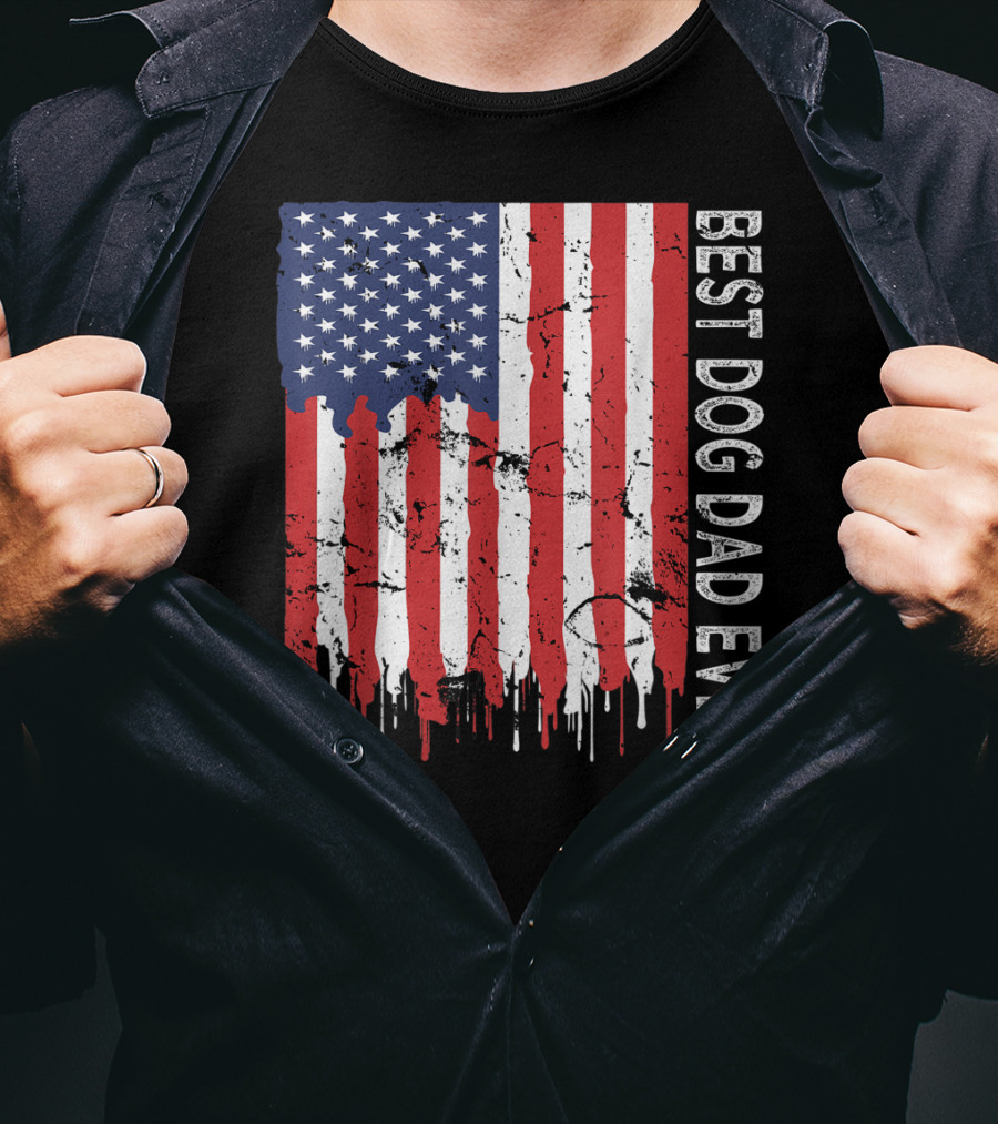 Best Dog Dad Ever American Flag Mens T-Shirt