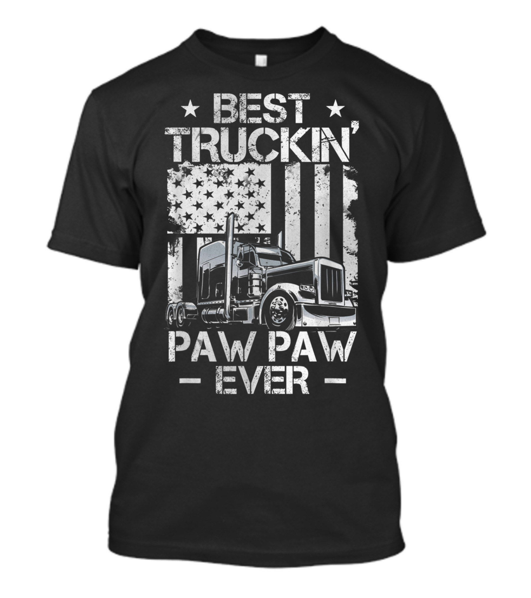 Best Truckin' Paw Paw Ever American Flag Semi Truck T-Shirt