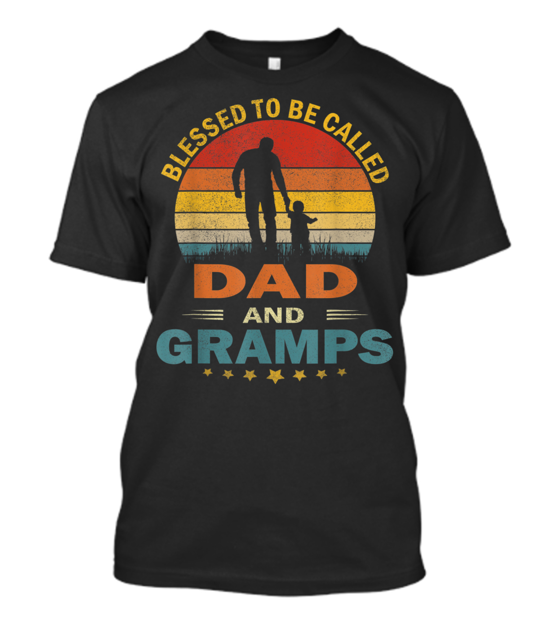 Blessed To Be Called Dad And Gramps Vintage Sunset T-Shirt