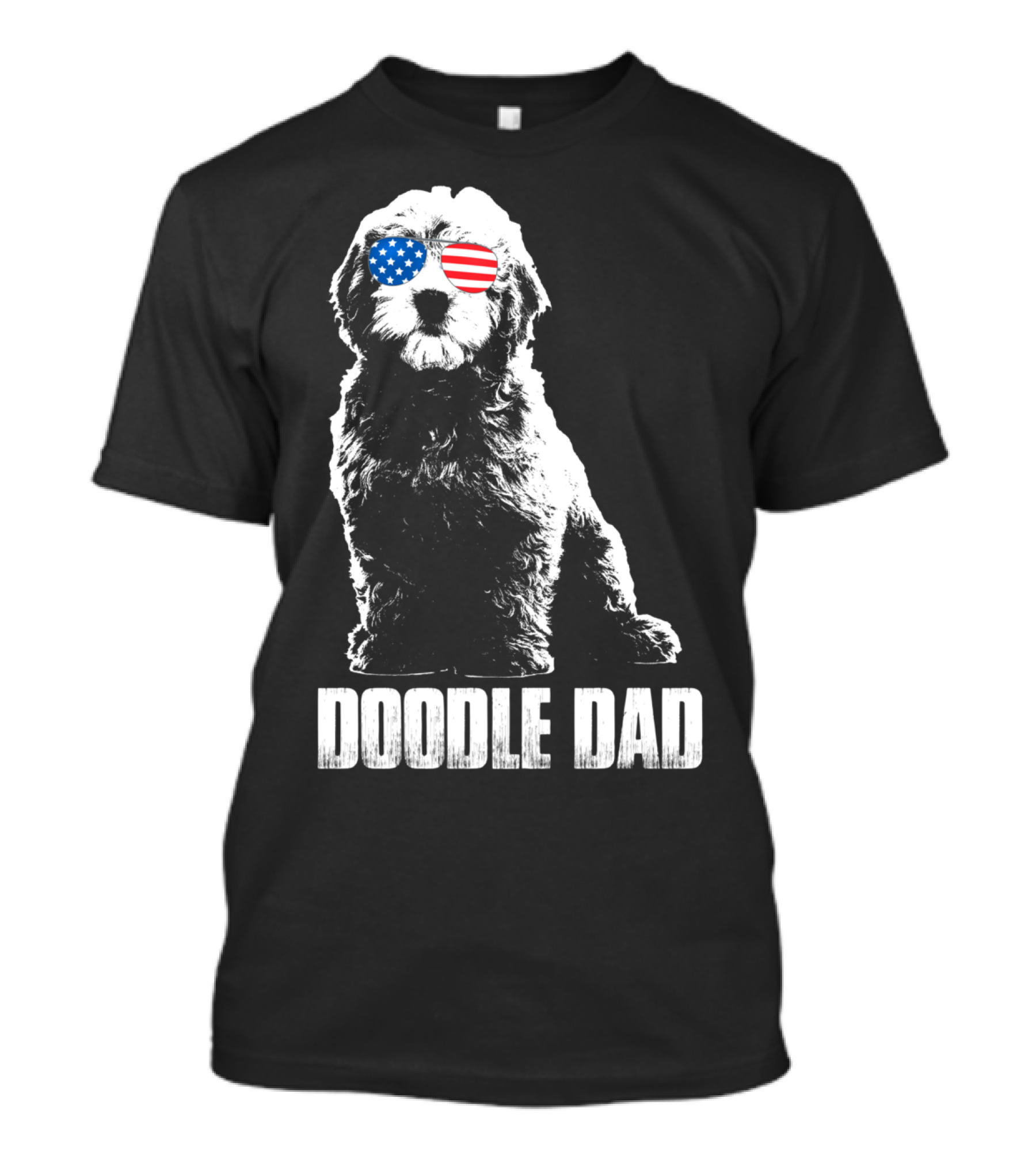 Doodle Dad Goldendoodle Vintage Patriotic American Flag Sunglasses T-Shirt