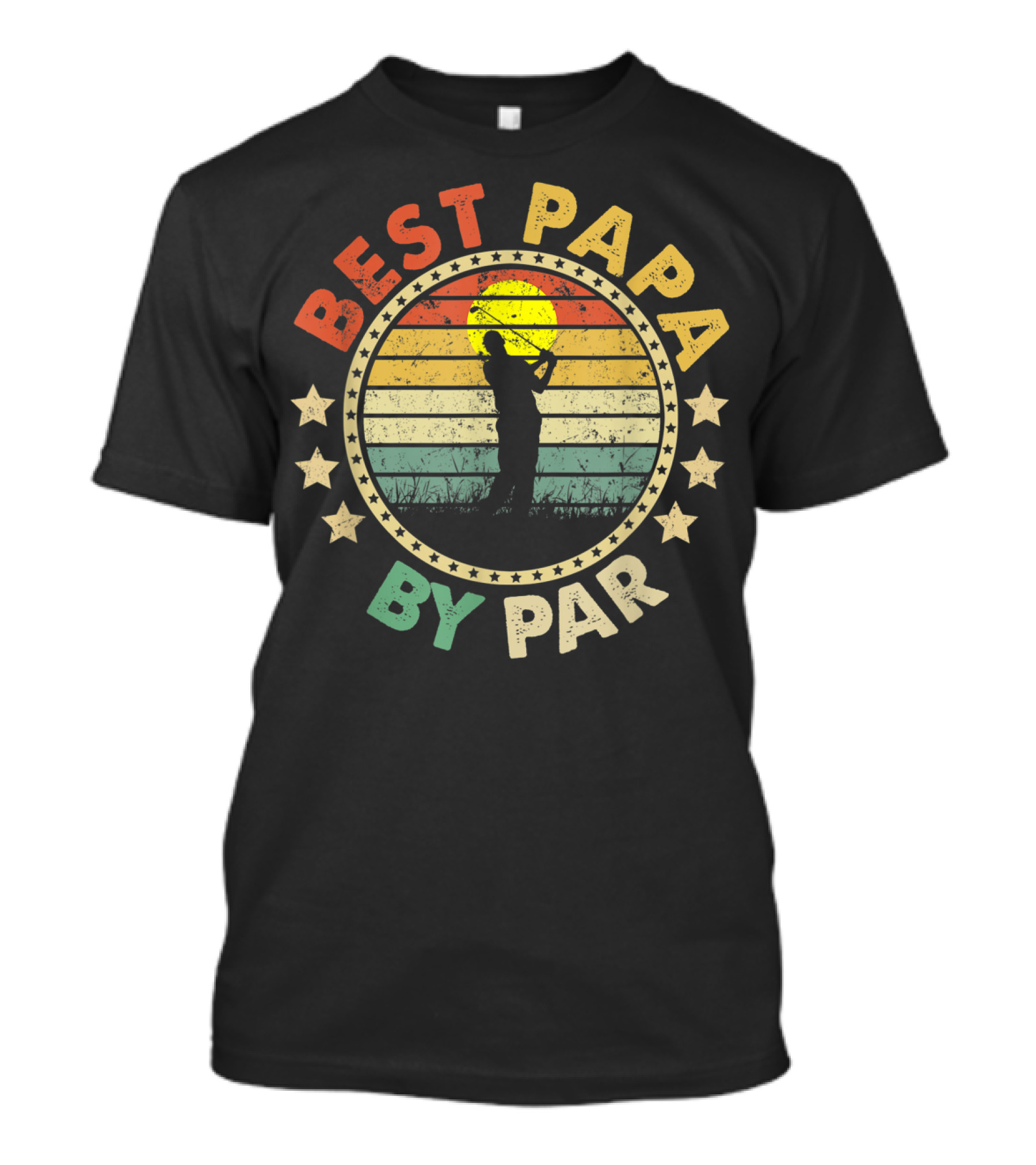 Best Papa By Par Retro Golf Sunset Father's Day Men's T-Shirt