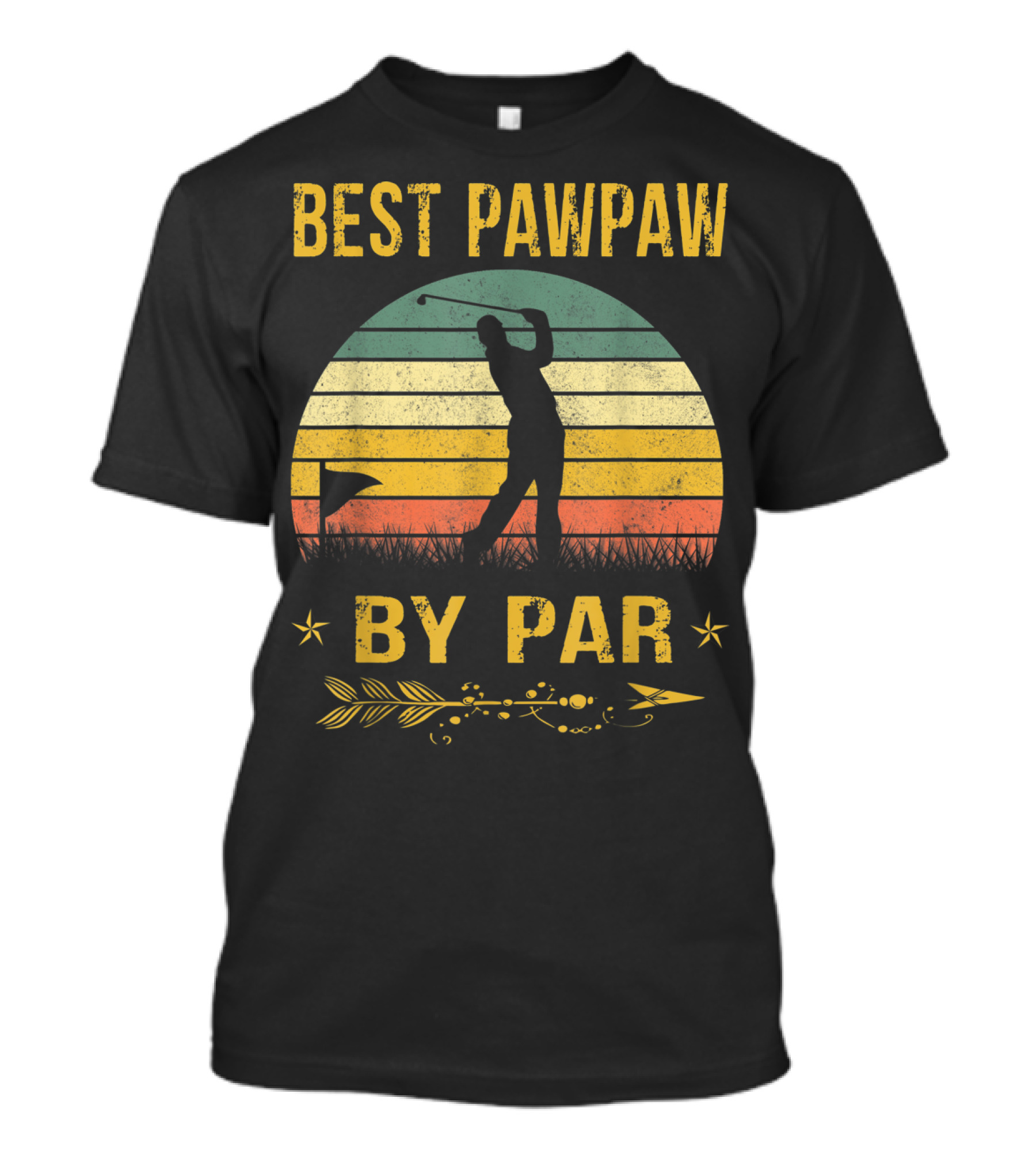 Father's Day Best Pawpaw By Par Funny Golf Silhouette Vintage Sunset T-Shirt