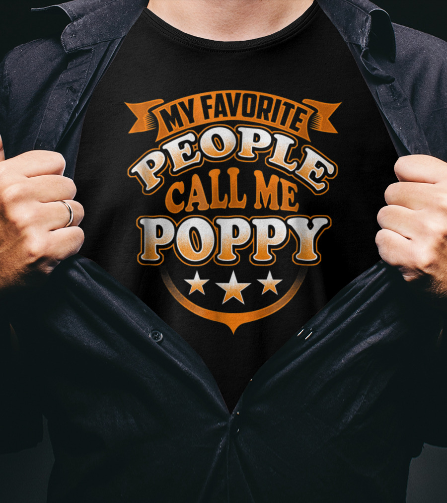 Mens Men's My Favorite People Call Me Poppy Star Banner T-Shirt