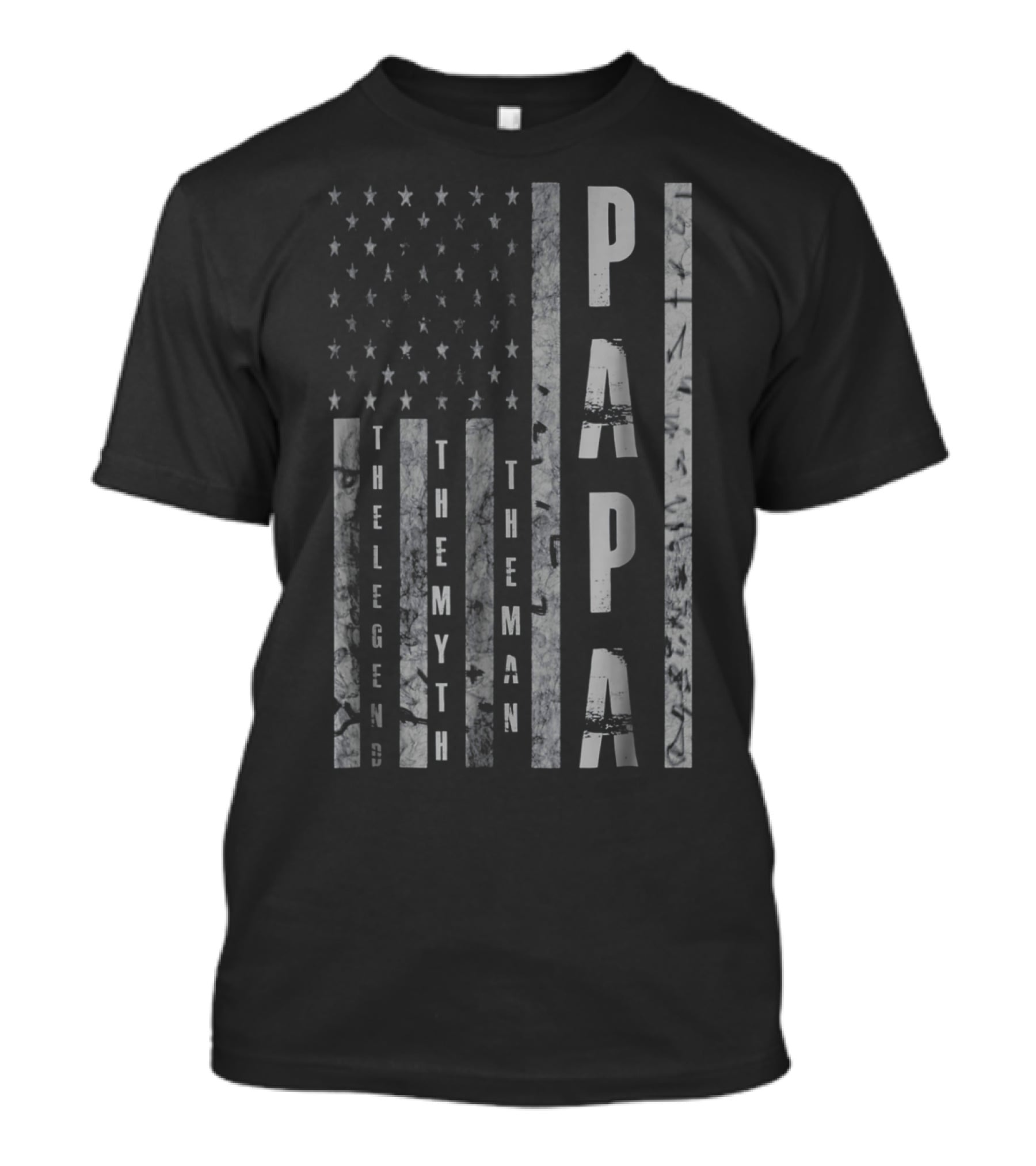 Mens Papa The Man The Myth The Legend American Flag T-Shirt