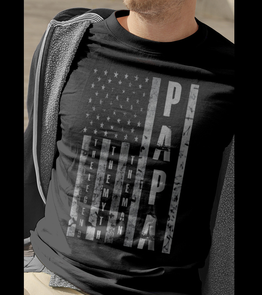 Mens Papa The Man The Myth The Legend American Flag T-Shirt