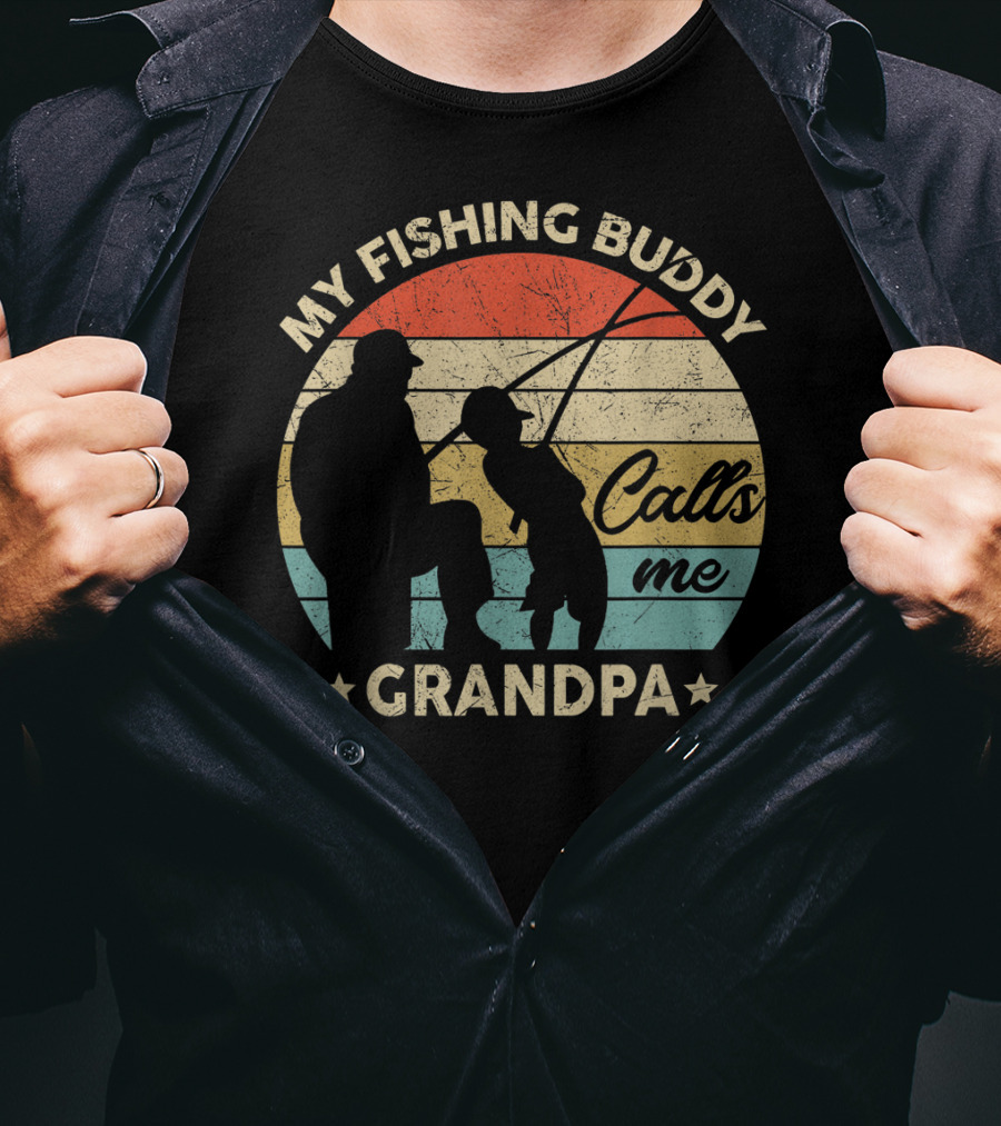 My Fishing Buddy Calls Me Grandpa Retro T-Shirt