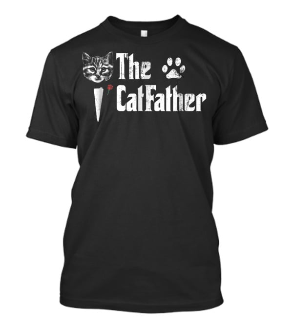 The CatFather Cat Paw Print Rose Face T-Shirt