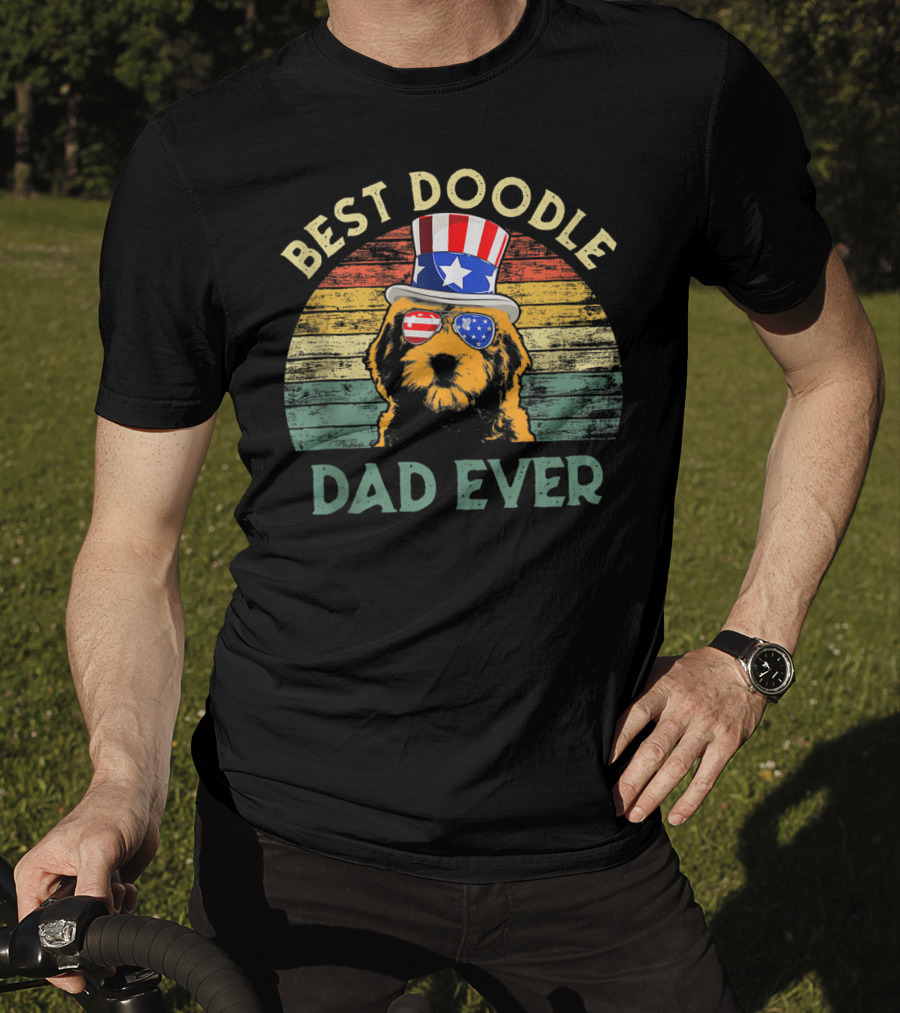 Best Doodle Dad Ever Patriotic Vintage Dog T-Shirt