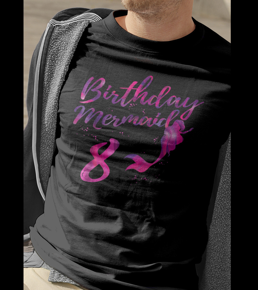 Birthday Mermaid 8 Year Old Girl T-Shirt