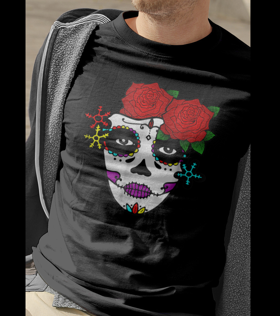 Mexican Day Of The Dead Colorful La Catrina With Roses T-Shirt