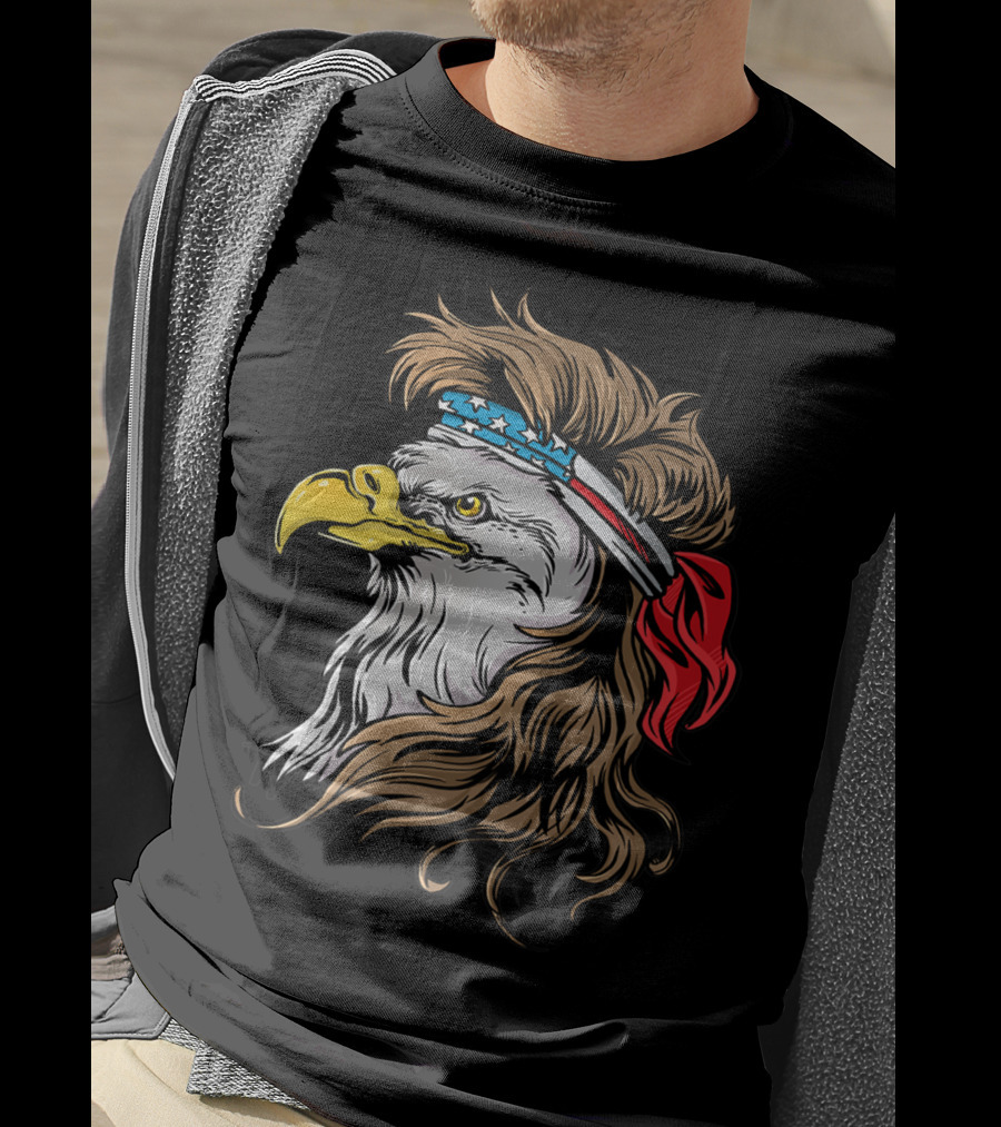 Mullet Eagle USA Bandana Freedom Bird T-Shirt