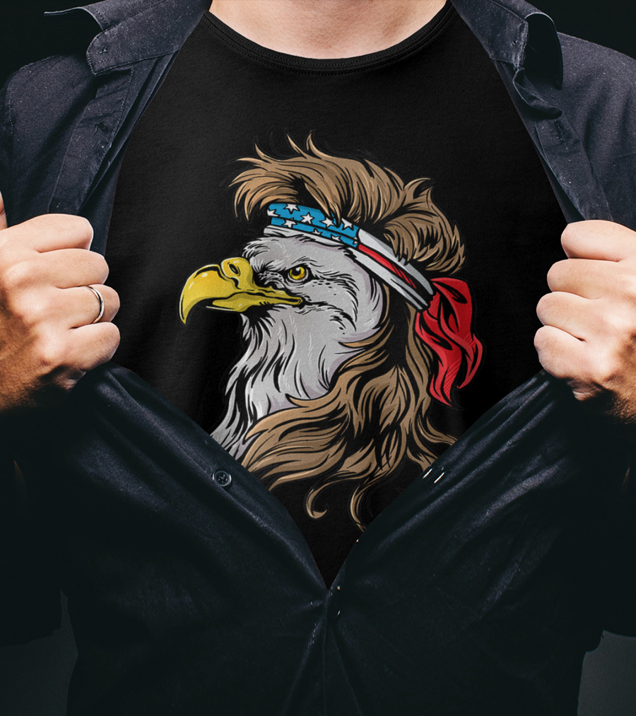 Mullet Eagle USA Bandana Freedom Bird T-Shirt