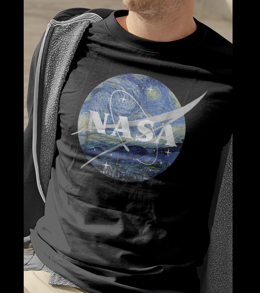 NASA Starry Night Van Gogh Circle Emblem T-Shirt