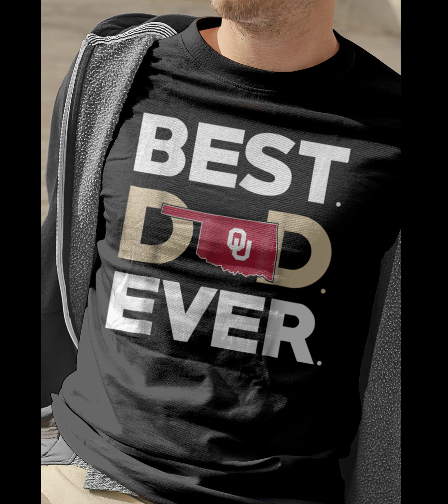 Oklahoma Sooners Best Dad Ever OU Logo State Outline T-Shirt