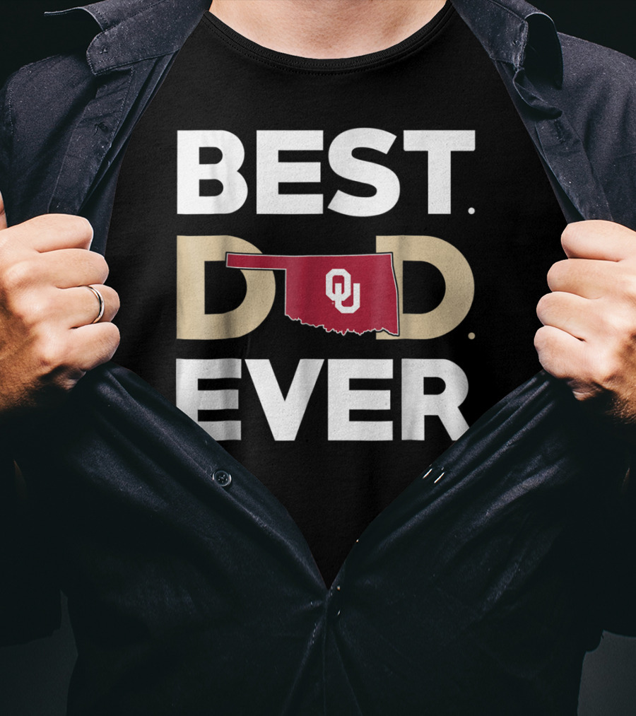 Oklahoma Sooners Best Dad Ever OU Logo State Outline T-Shirt