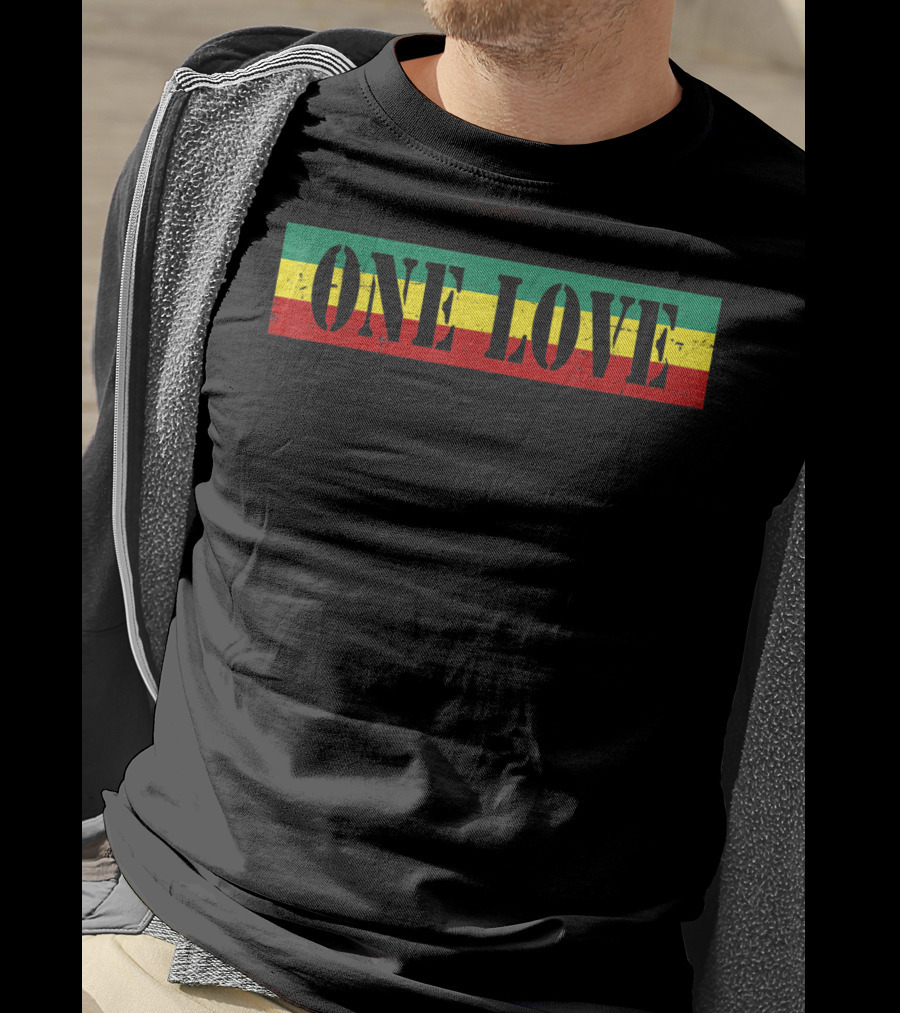 One Love Jamaican Reggae Rasta Vintage T-Shirt