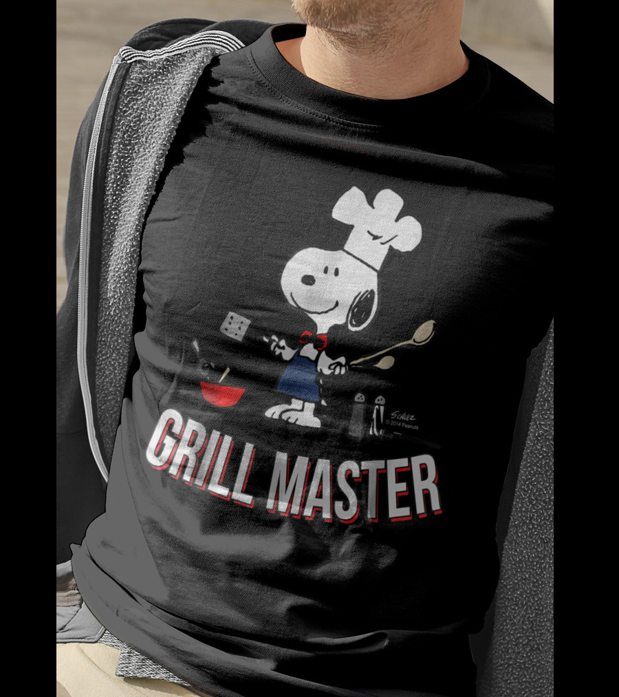 Snoopy Chef In Hat With Utensils And Grill Master Text T-Shirt