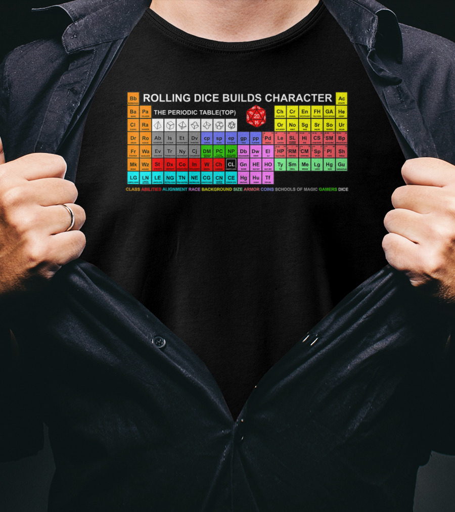 Rolling Dice Builds Character Rpg Periodic Table Gamers Dice T-Shirt
