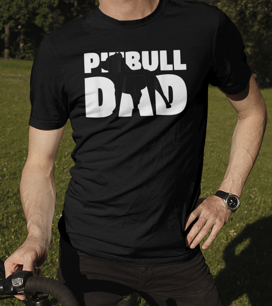 Pitbull Dad Silhouette Dog Father T-Shirt