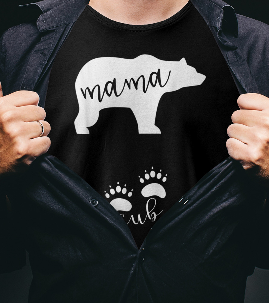 Mama Bear Pregnancy Announcement With Cub Paws T-Shirt