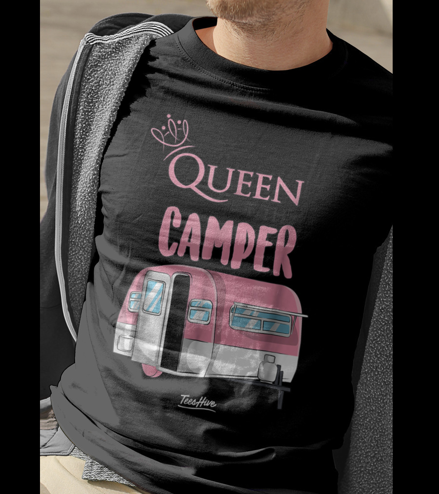 Queen Of The Camper TeesHive Pink Trailer T-Shirt