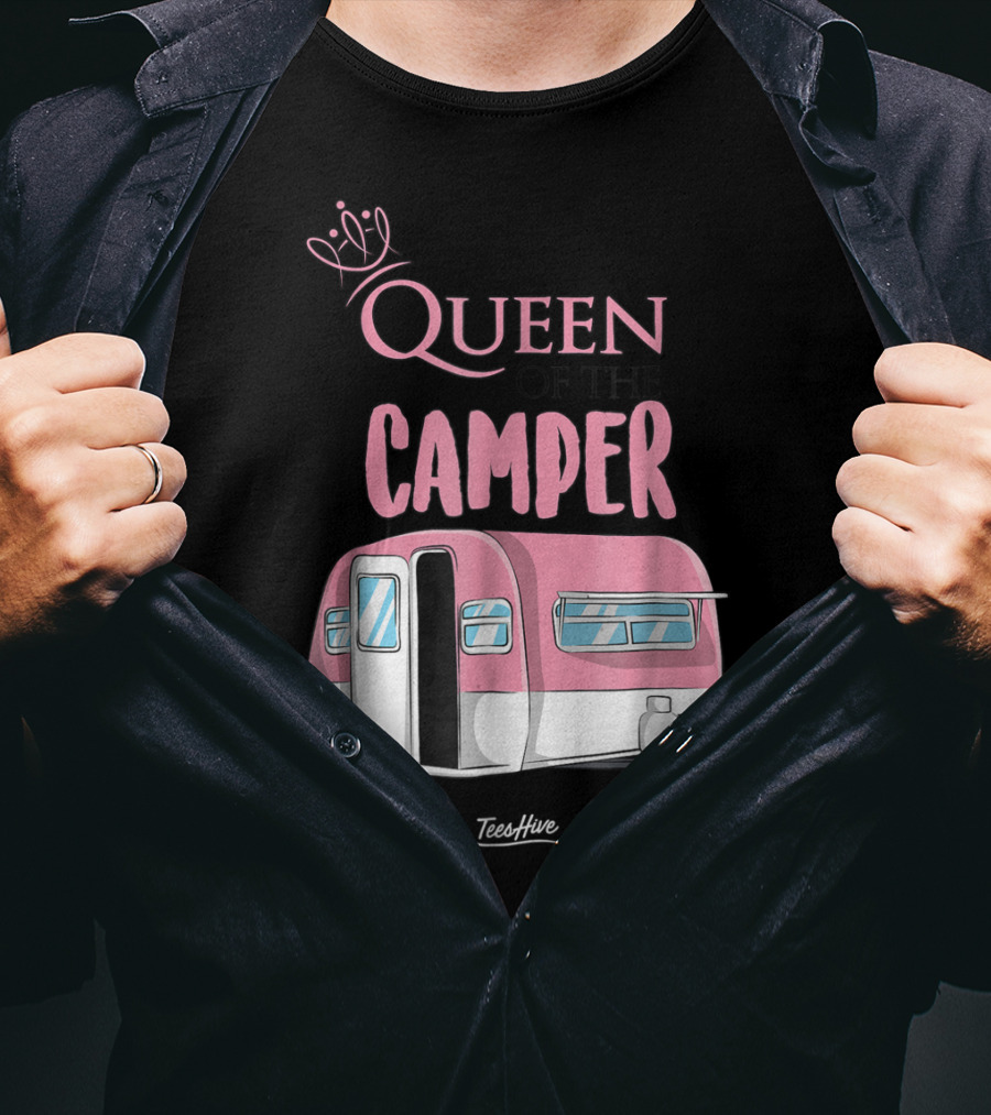 Queen Of The Camper TeesHive Pink Trailer T-Shirt
