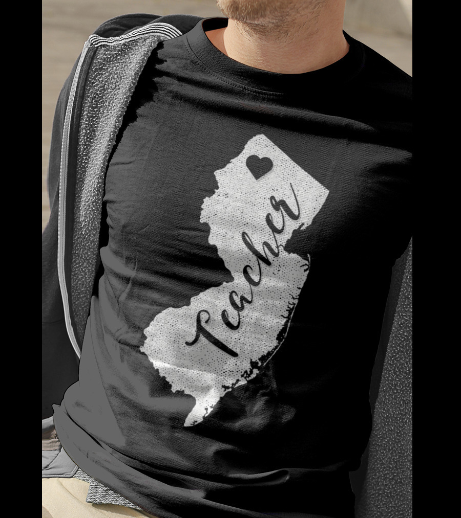 Teacher Heart New Jersey Red For Ed Protest T-Shirt