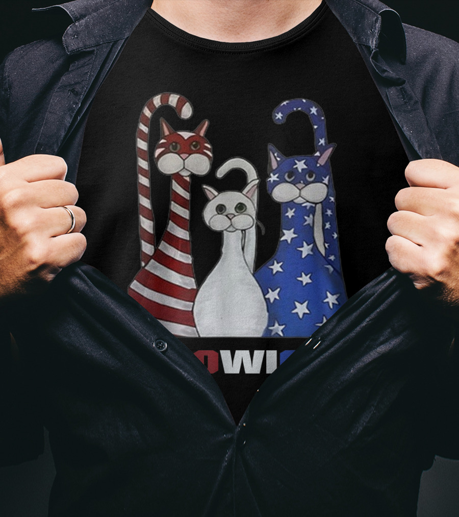 MEOWICA Red White Blue Cat American Flag Patriotic T-Shirt