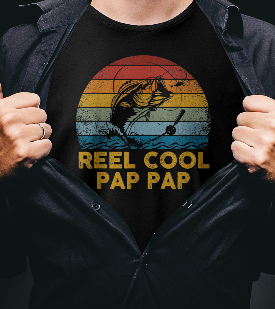 Reel Cool Pap Pap Retro Vintage Fishing T-Shirt