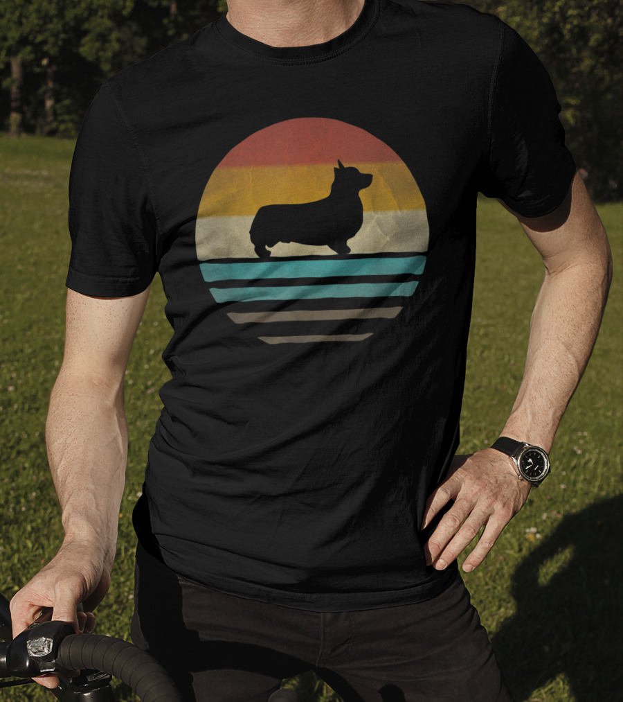 Retro Vintage Sunset Corgi Dog Breed Lover T-Shirt