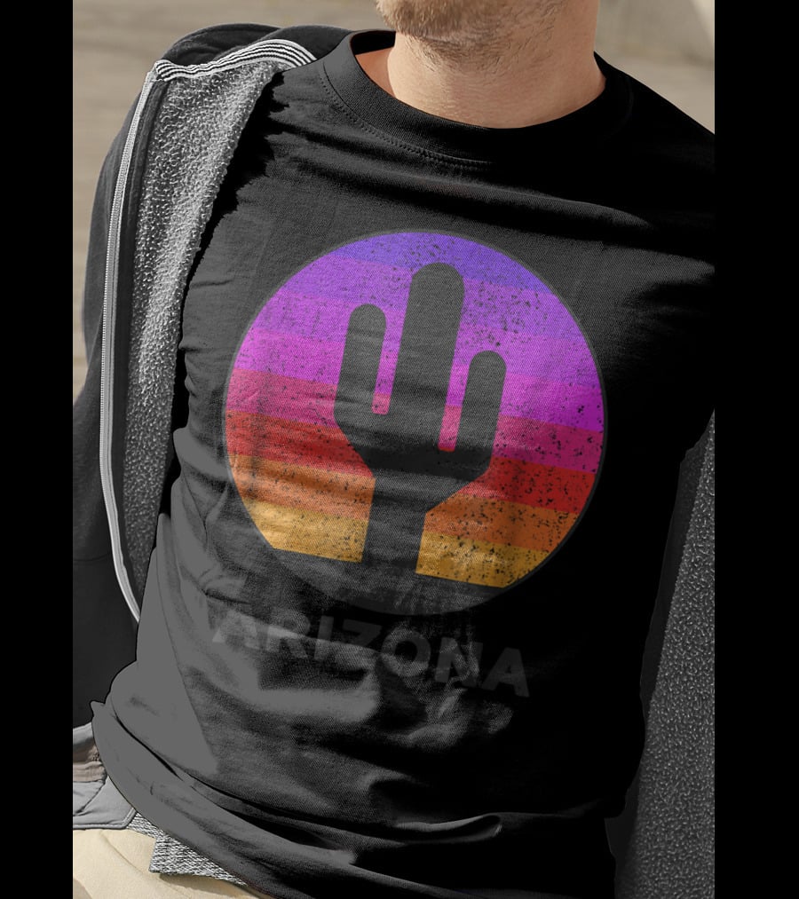 Arizona Saguaro Cactus Vintage Sunset T-Shirt