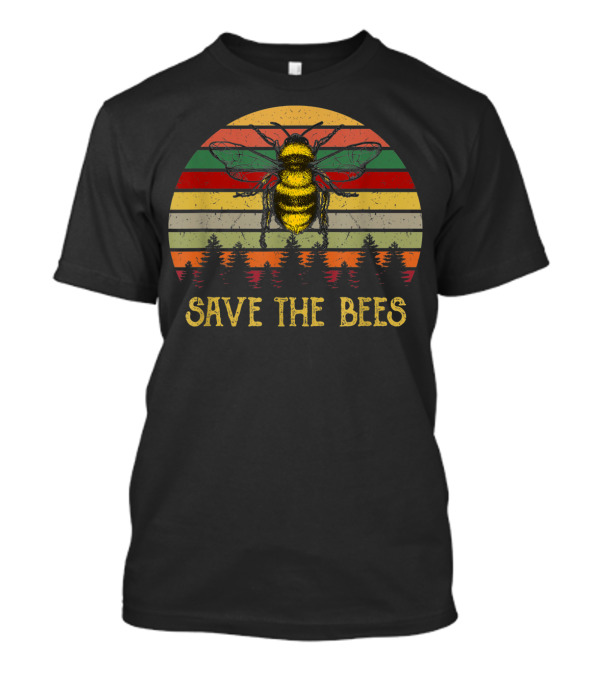 Save The Bees Retro Stripes Earth Day Forest Conservation T-Shirt