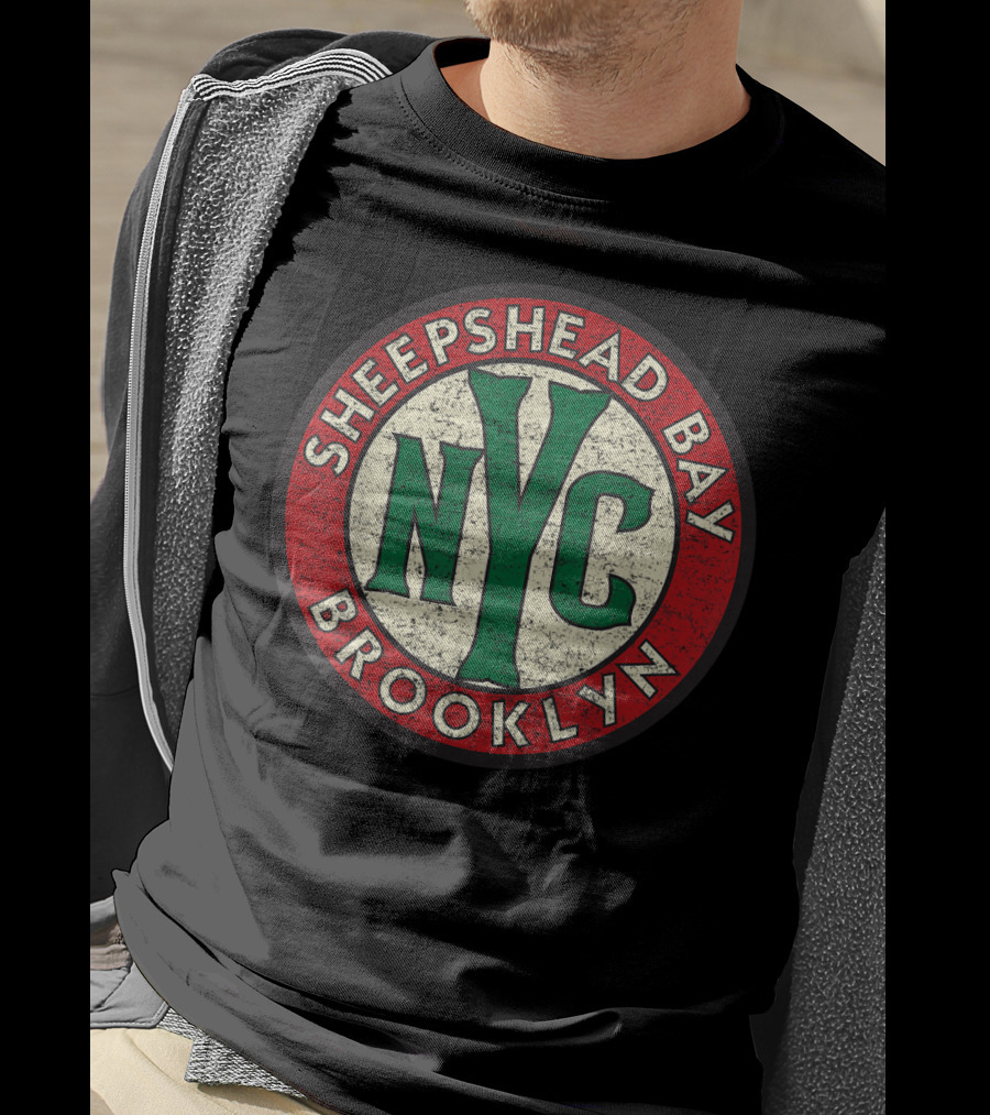 Sheepshead Bay Brooklyn NYC Vintage Distressed Road Sign T-Shirt