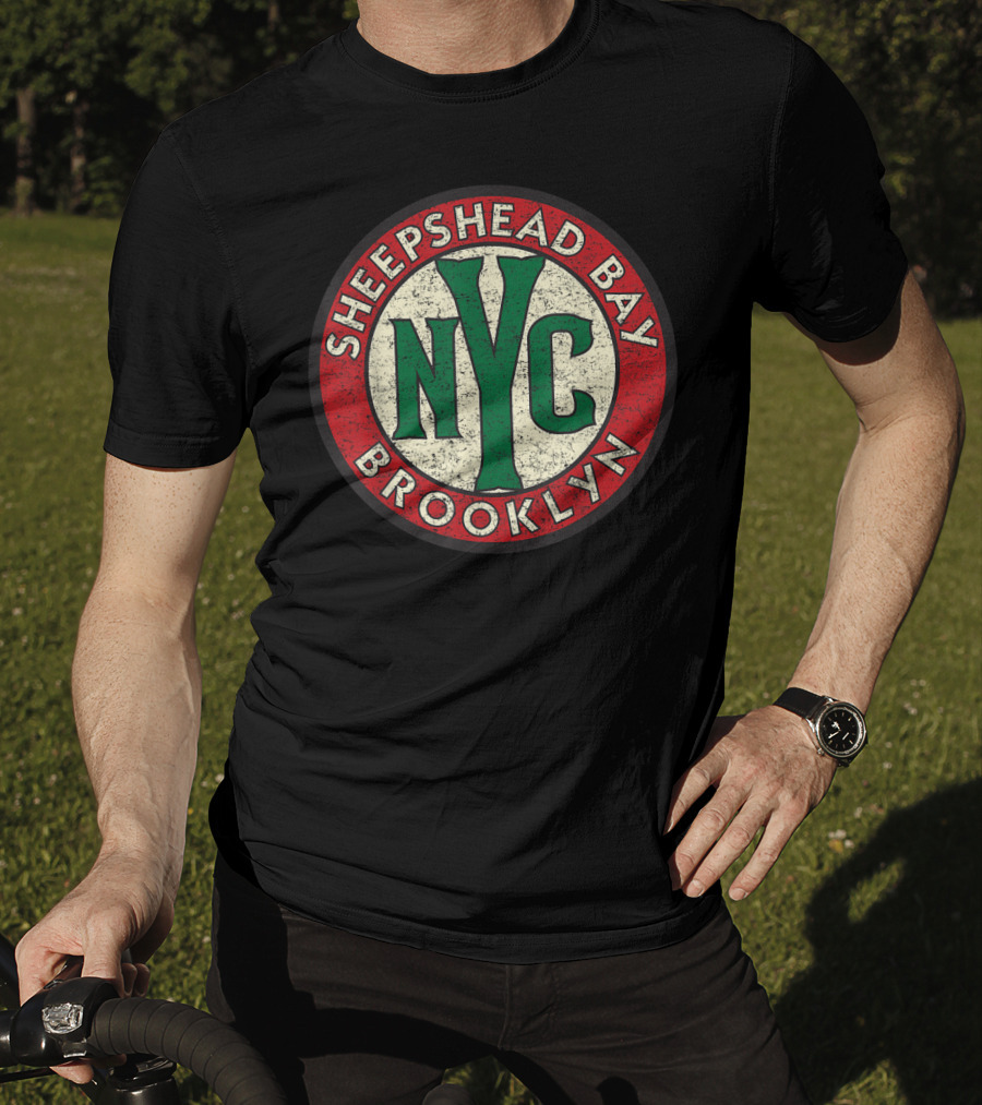 Sheepshead Bay Brooklyn NYC Vintage Distressed Road Sign T-Shirt