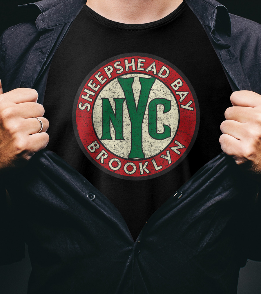 Sheepshead Bay Brooklyn NYC Vintage Distressed Road Sign T-Shirt