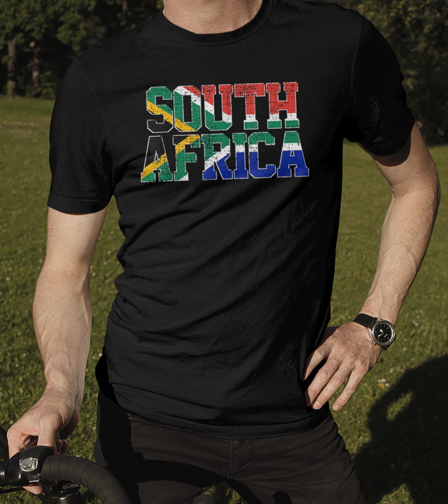 South Africa National Flag Proud AF Bold Patriotic Text T-Shirt