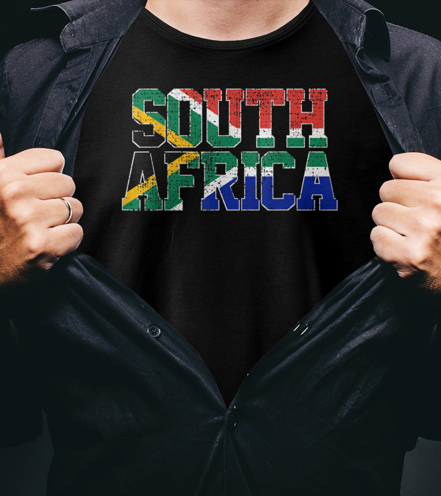 South Africa National Flag Proud AF Bold Patriotic Text T-Shirt