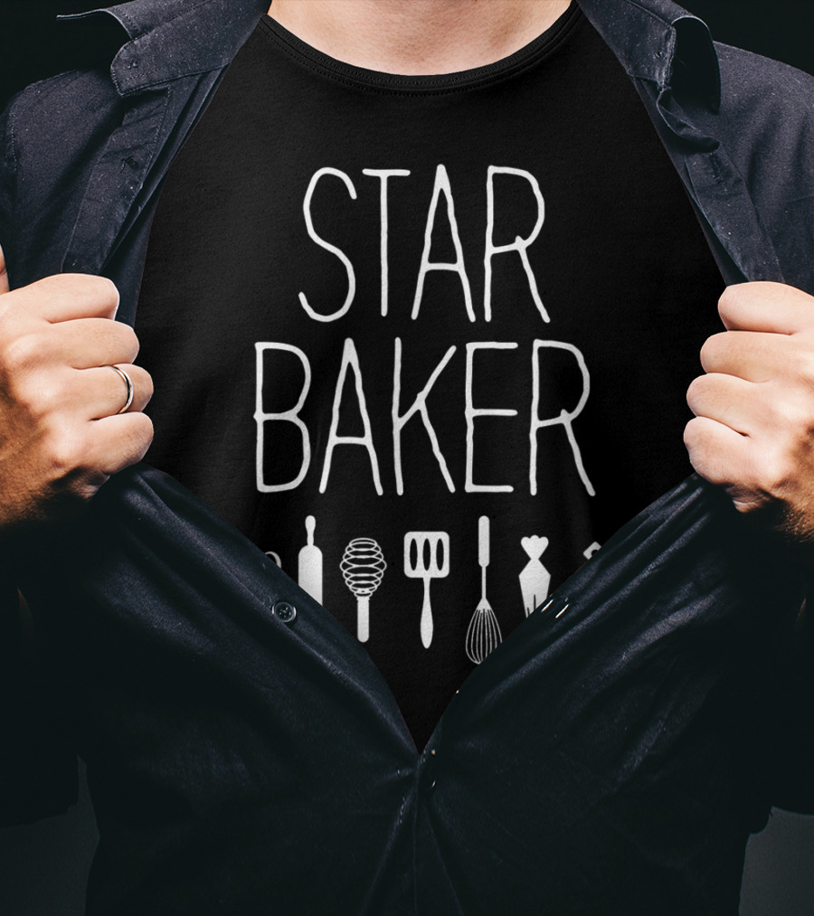 Star Baker Baking Utensils Whisk Rolling Pin Spatula Cutting Board T-Shirt