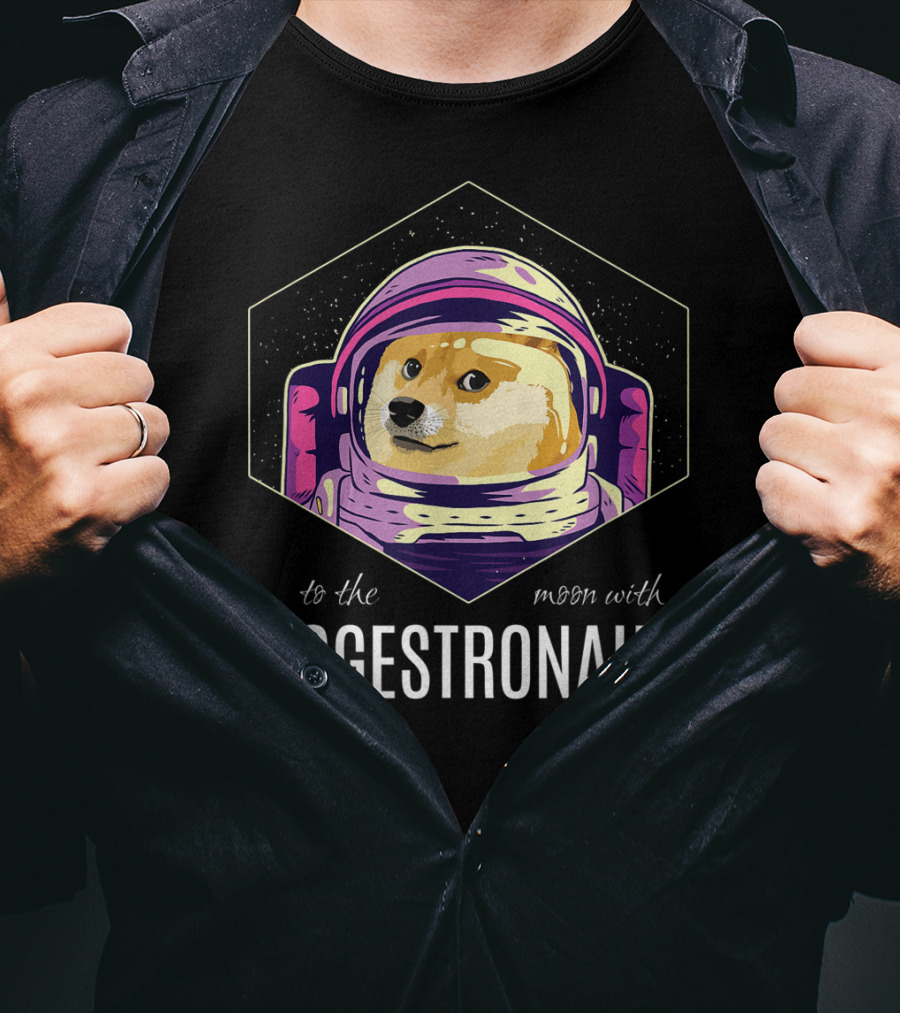 Dogestronaut To The Moon With Dogecoin Crypto T-Shirt