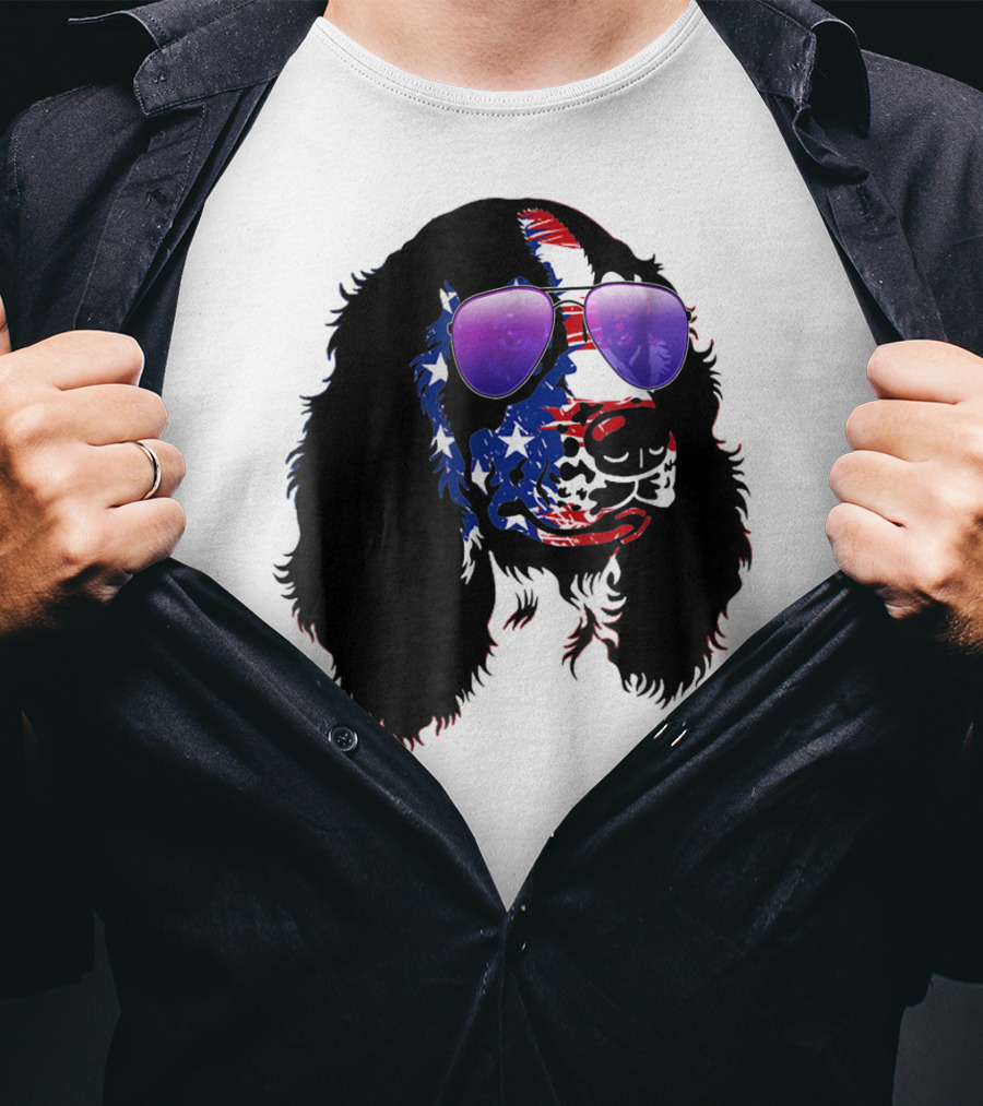 US Flag English Springer Spaniel With Sunglasses T-Shirt