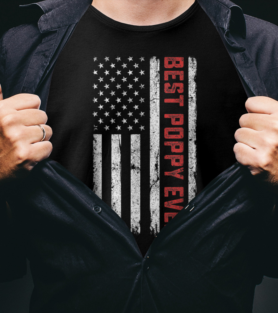 Best Poppy Ever American Flag USA T-Shirt