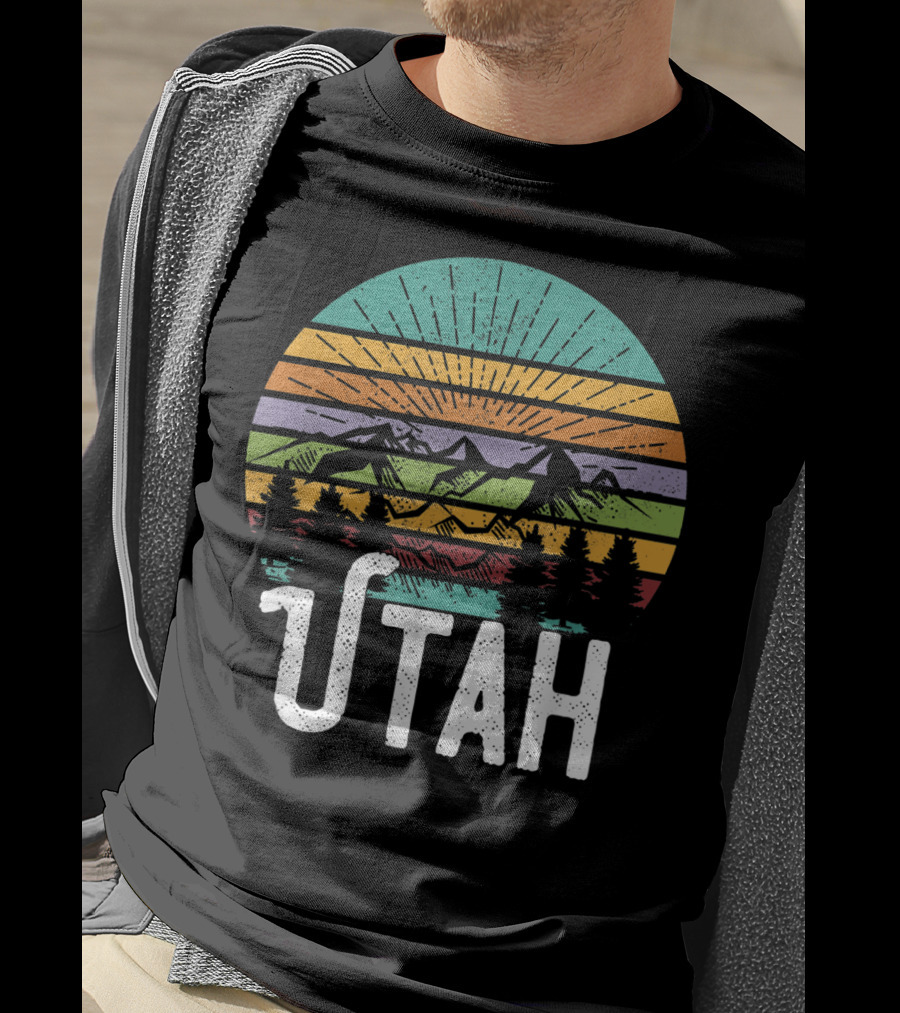 UTAH Vintage Mountain 70's 80's Style Retro Sunset Landscape T-Shirt