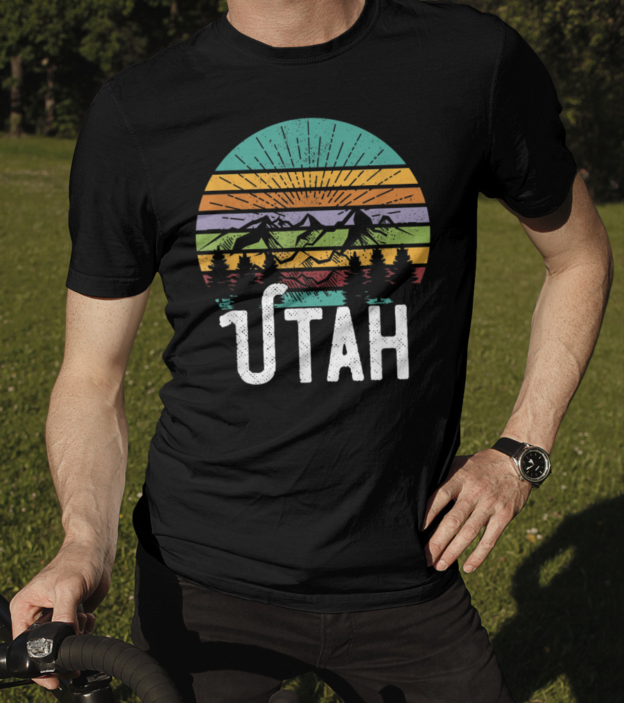 UTAH Vintage Mountain 70's 80's Style Retro Sunset Landscape T-Shirt