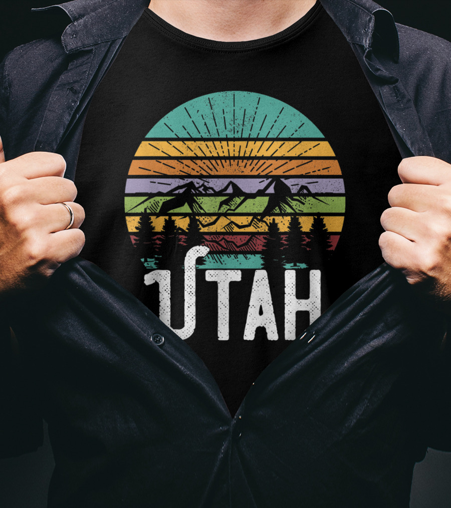 UTAH Vintage Mountain 70's 80's Style Retro Sunset Landscape T-Shirt