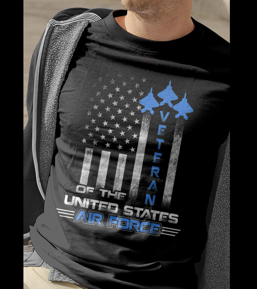 Veteran Of The United States Air Force American Flag And Fighter Jets T-Shirt