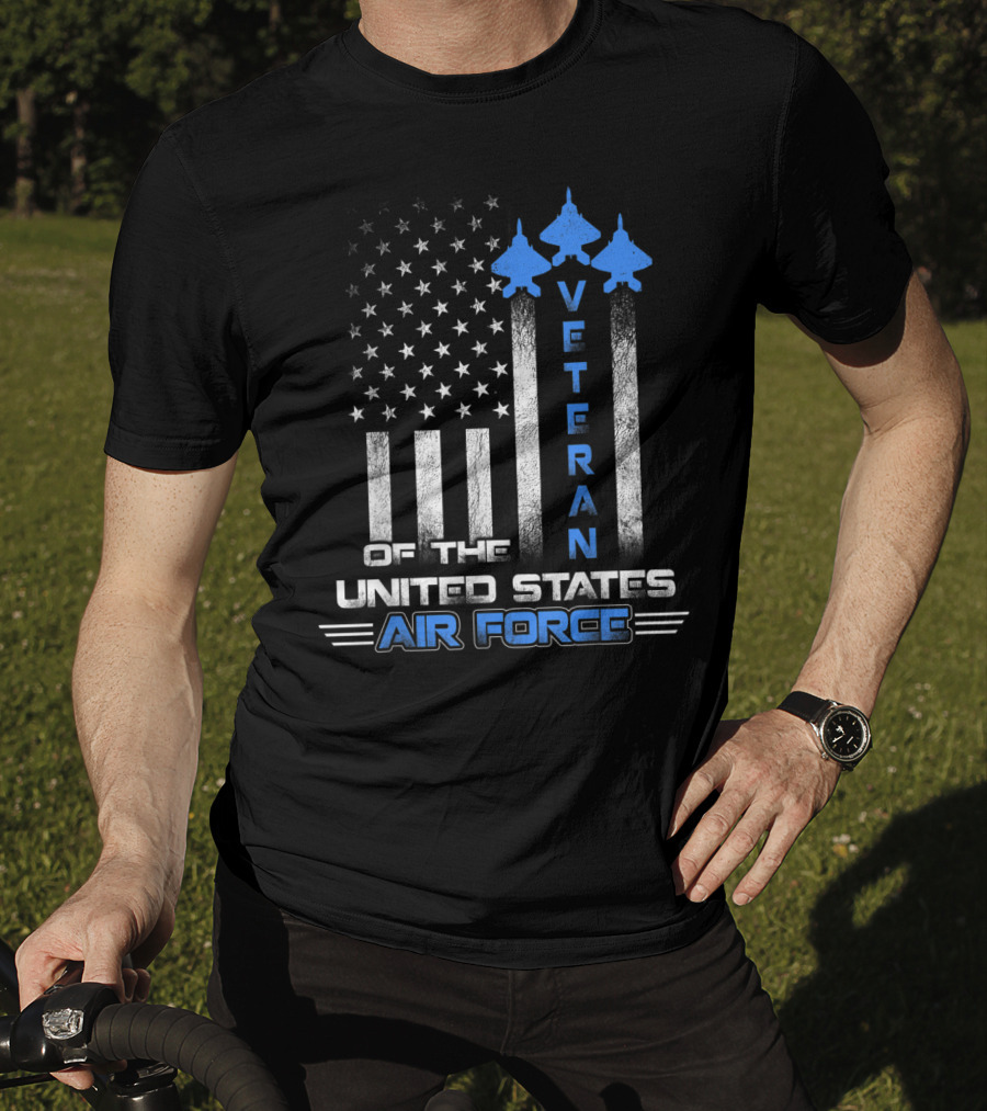 Veteran Of The United States Air Force American Flag And Fighter Jets T-Shirt
