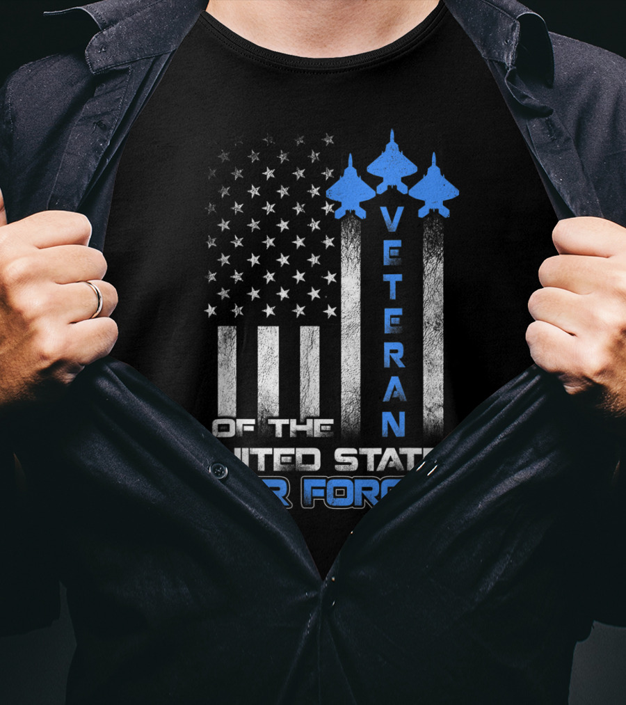 Veteran Of The United States Air Force American Flag And Fighter Jets T-Shirt
