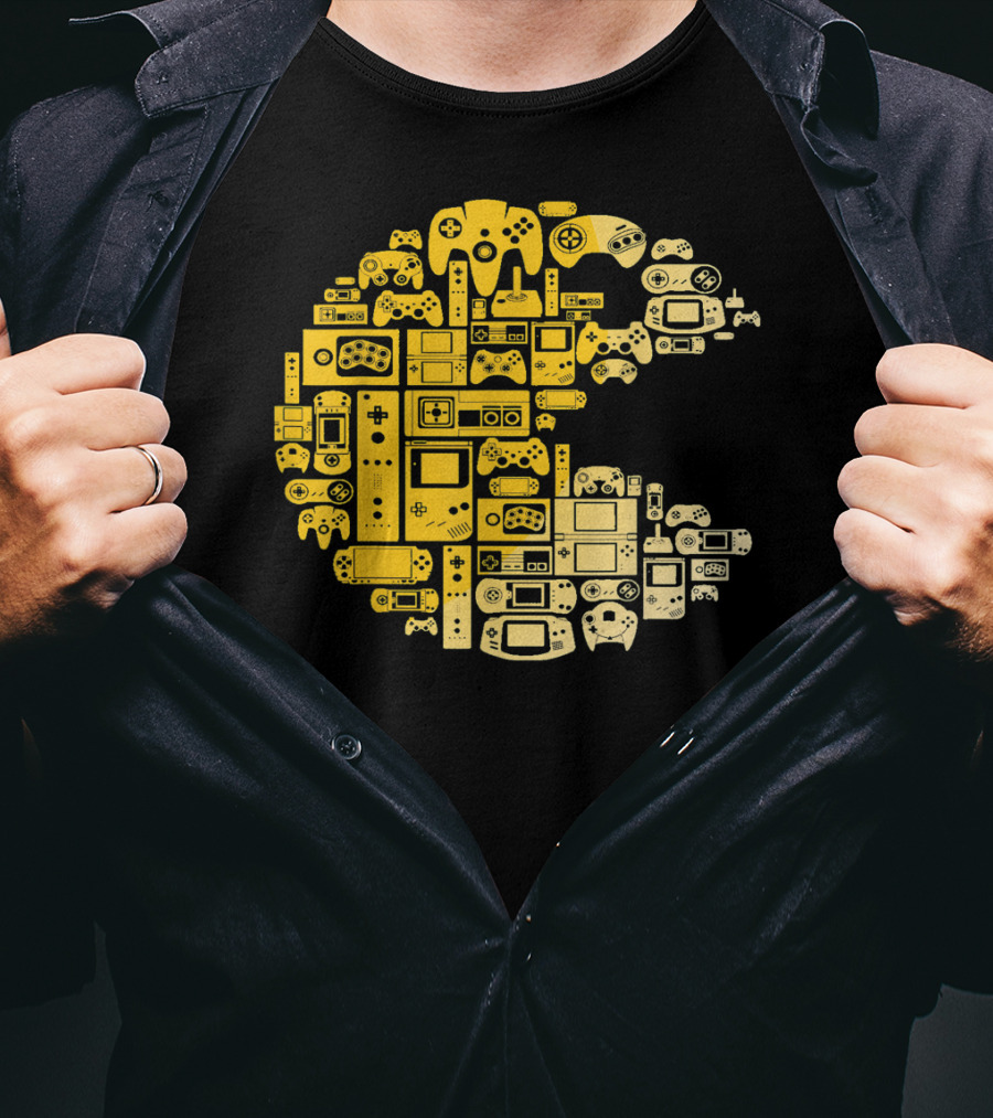 Funny Video Gamer Controllers Pac-Man Compilation For Video Game Players T-Shirt