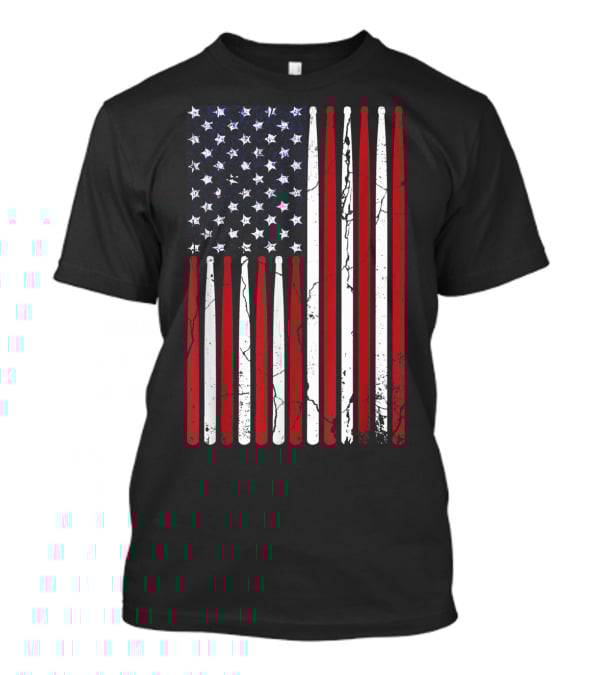 Vintage American Flag Drumsticks Drummer Player T-Shirt