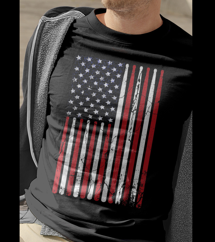 Vintage American Flag Drumsticks Drummer Player T-Shirt